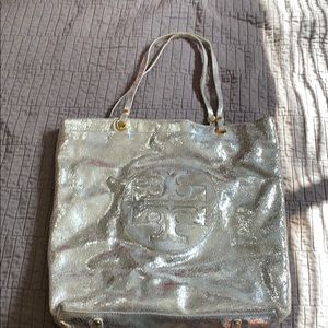 Silver Tory Burch Tote